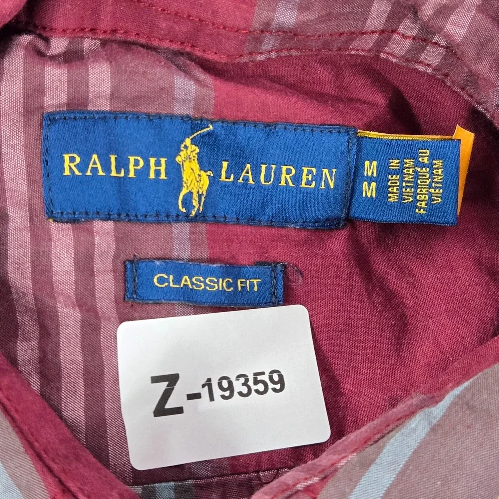 Ralph Lauren Men Button Up Shirt Medium Red Plaid Classic Fit Long Sleeve READ